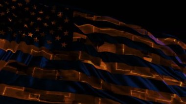 Amerikan bayrağı yavaş hareket siber tarzında yapılmış. Bayrak rüzgârda sorunsuz gelişir. Rüzgar dalgaları bayrağın üzerine yayıldı. Düz hareket bayrağı bu sürümü neredeyse her video için uygundur