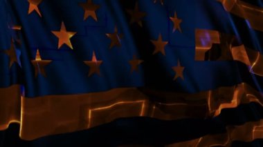 Amerikan bayrağı yavaş hareket siber tarzında yapılmış. Bayrak rüzgârda sorunsuz gelişir. Rüzgar dalgaları bayrağın üzerine yayıldı. Düz hareket bayrağı bu sürümü neredeyse her video için uygundur