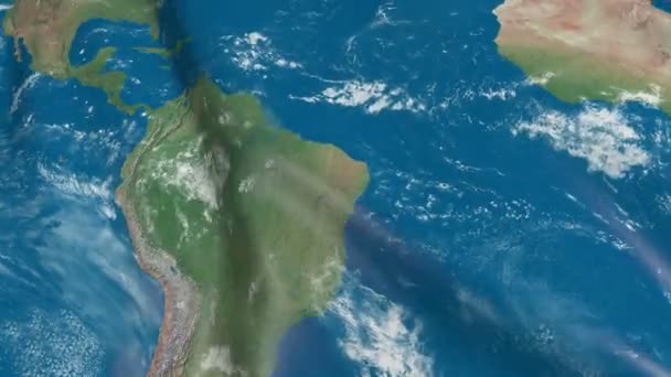 Bandera Con Textura Del Planeta Tierra Bandera Desarrolla Suavemente Viento — Vídeo de stock