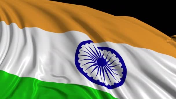 Bandera India Cámara Lenta Bandera Desarrolla Suavemente Viento Las Olas — Vídeos de Stock