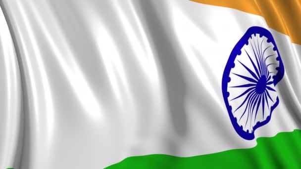 Drapeau Indien Ralenti Drapeau Développe Douceur Dans Vent Des Vagues — Video