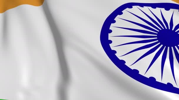 Indianerflagge Zeitlupe Entwickelt Sich Die Fahne Sanft Wind Windwellen Breiteten — Stockvideo