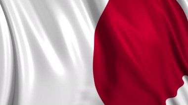 Yavaş çekimde Japon bayrağı. Bayrak rüzgarda sorunsuz gelişir. Rüzgar dalgaları bayrağın üzerine yayıldı. Bayrağın düzgün hareket halindeki bu sürümü hemen hemen her video için uygundur
