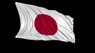 Yavaş çekimde Japon bayrağı. Bayrak rüzgarda sorunsuz gelişir. Rüzgar dalgaları bayrağın üzerine yayıldı. Bayrağın düzgün hareket halindeki bu sürümü hemen hemen her video için uygundur