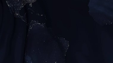 gece gezegen Earth doku ile bir bayrağı 3D render. Bayrak rüzgar sorunsuz gelişir