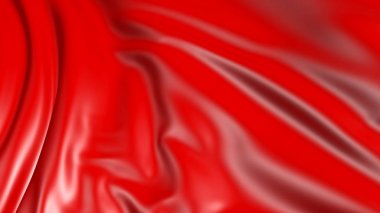 kırmızı kumaş 3D render. Kumaş rüzgar sorunsuz gelişir