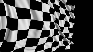 damalı bayrağı 3D render. Kumaş rüzgar sorunsuz gelişir