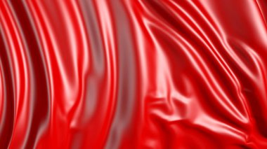 kırmızı kumaş 3D render. Kumaş rüzgar sorunsuz gelişir