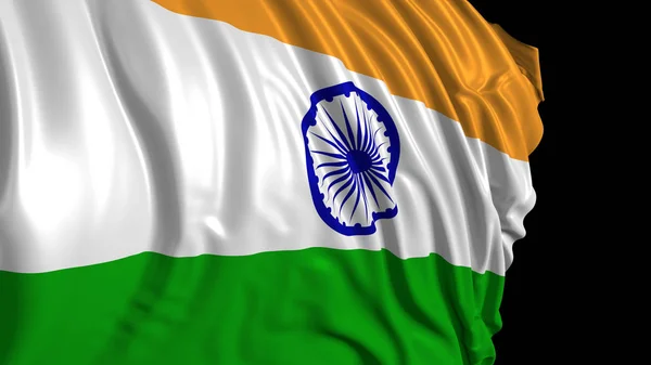 Representación 3d de una bandera india. La bandera se desarrolla suavemente en el viento —  Fotos de Stock