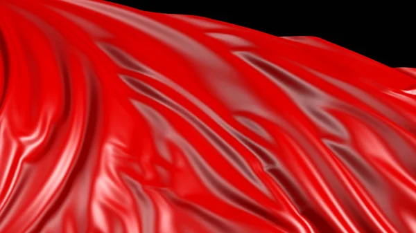 Rendu 3D de tissu rouge. Le tissu se développe en douceur dans le vent — Photo