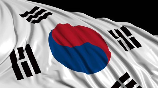 3d rendering of a south Korean flag. The flag develops smoothly in the wind — Stock Photo, Image