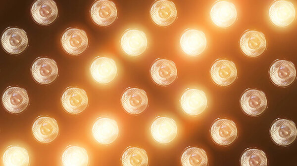 3D рендеринг стены с мигающими огнями и ярким прожектором
