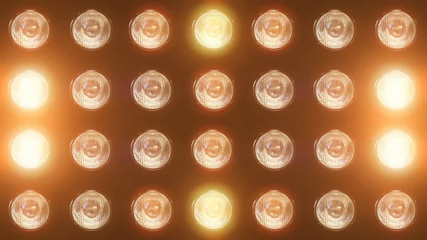 3D απόδοση ενός τοίχου με φώτα που αναβοσβήνουν και φωτεινό προβολέα — Φωτογραφία Αρχείου