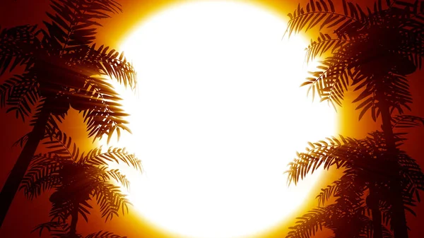 Retro futuristic background with palm trees on a background of the sun. 80s style computer graphics — Stockfoto