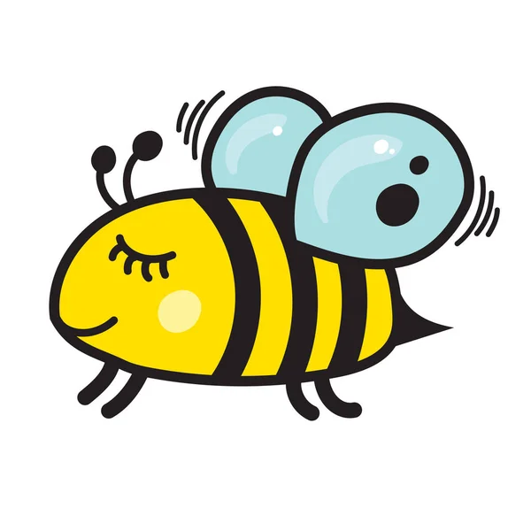 Flying Cartoon Bee Isolated White Vector Illustration — Stock Vector