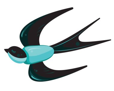 Uçan kırlangıç kuş, izole üzerinde beyaz, vektör