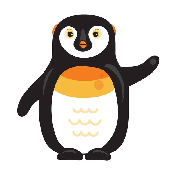 Cartoon arctic penguin with raised wing, vector — Stock Vector