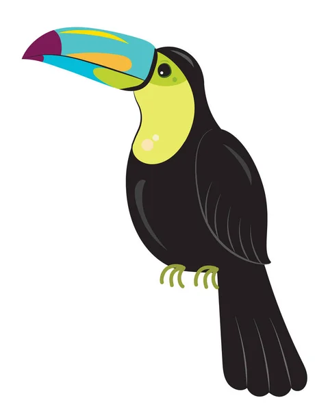 Tęczy ptak Tukan - Ramphastos sulfuratus, ilustracja wektorowa — Wektor stockowy