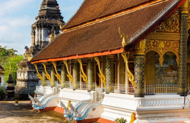 Luang Prabang, Laos bina Tapınağı'nın görünümü. Metin için yer kopyalayın                  