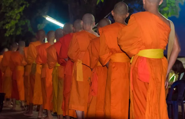 Alimentar Monges Ritual Chama Tak Bat Luang Prabang Laos Close — Fotografia de Stock