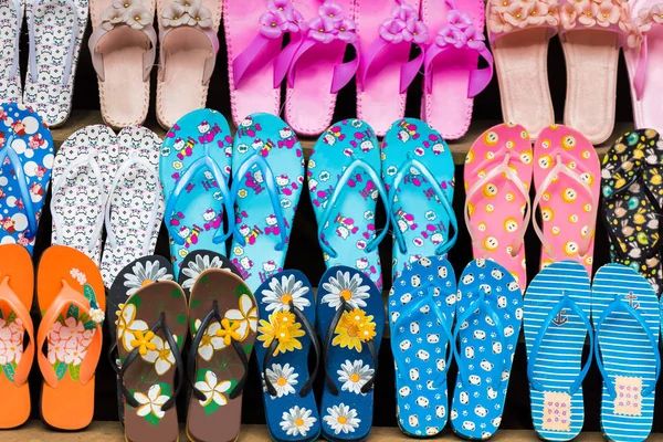 Verkoop Van Slippers Lokale Markt Luang Prabang Laos Close — Stockfoto