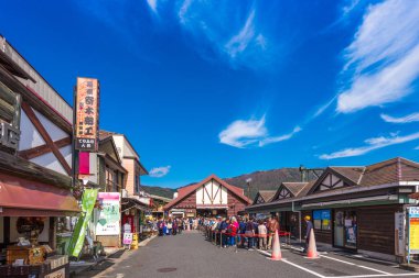 Hakone, Japonya - 5 Kasım 2017: Bina Park görünümü. Metin için yer kopyalayın