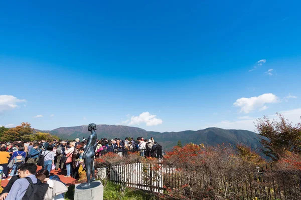 Hakone Japonia Listopada 2017 Grupę Turystów Tle Górskiego Krajobrazu Kopiować — Zdjęcie stockowe