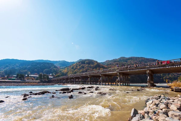Kyoto Japonia Listopada 2017 Widok Togetsu Most Kopiować Miejsca Tekst — Zdjęcie stockowe