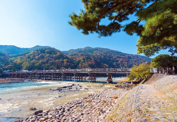Kyoto Japonia Listopada 2017 Widok Togetsu Most Kopiować Miejsca Tekst — Zdjęcie stockowe