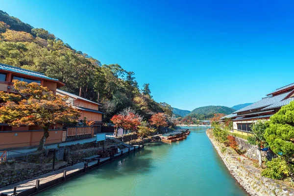 Blick Auf Die Flusslandschaft Kyoto Japan Kopierraum Für Text — Stockfoto