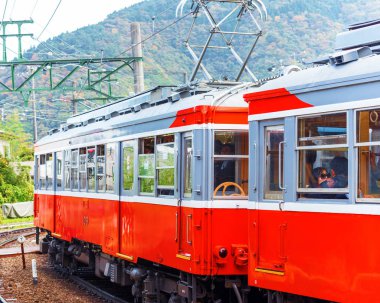 Hakone, Japonya - 5 Kasım 2017: Kırmızı Tren İstasyonu görünümünü