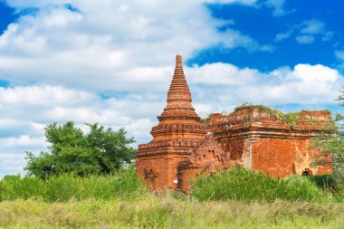 Antik pagoda Bagan, Myanmar görünümünü. Metin için yer kopyalayın