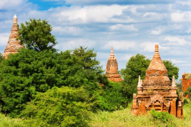 Antik pagodadan Bagan, Myanmar görünümünü. Metin için yer kopyalayın