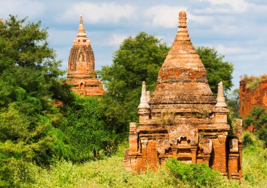 Antik pagodadan Bagan, Myanmar görünümünü. Metin için yer kopyalayın