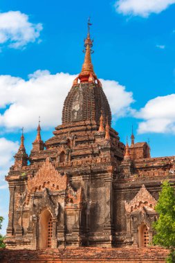 Antik pagoda Bagan, Myanmar görünümünü. Metin için yer kopyalayın. Dikey