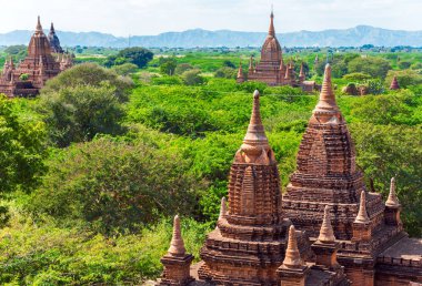 Antik pagodadan Bagan, Myanmar görünümünü. Metin için yer kopyalayın