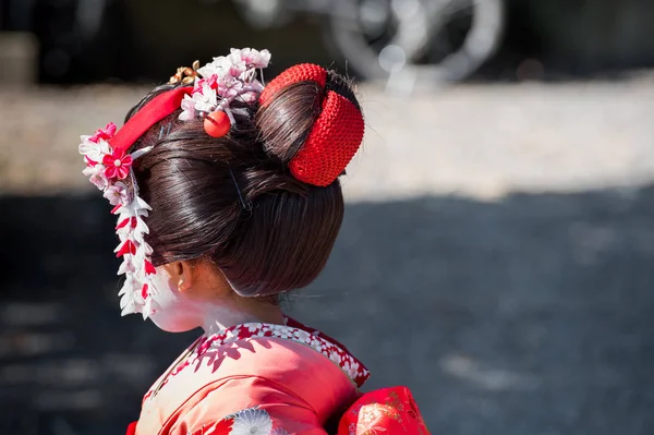 Вид Традиційної Японської Зачіски Кіото Японія Заднього Виду Копіювати Пробіл — стокове фото