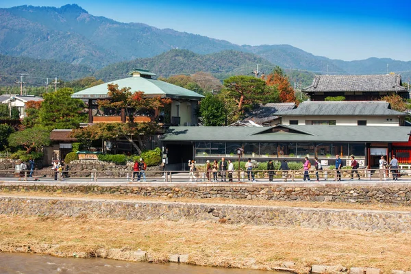 Kjóto Japonsko Listopadu 2017 Pohled Nábřeží Řeky Katsura Kopírovat Prostor — Stock fotografie