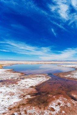 Atacama çölünde manzara, Salt Lake, Şili. Metin için alan kopyalayın. Dikey.            
