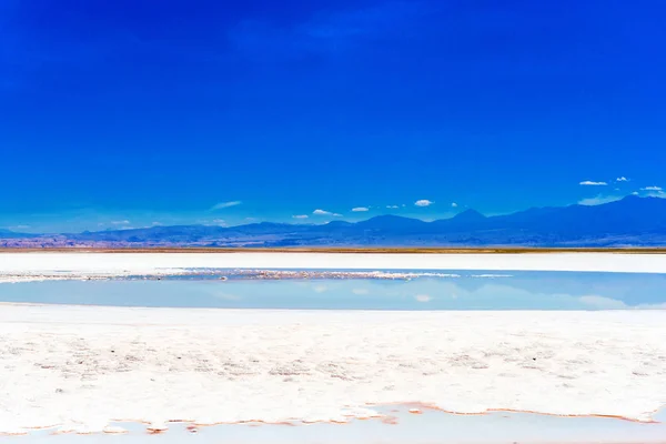 Krajobraz na pustyni Atacama, Salt Lake, Chile. Kopiuj miejsce dla tekstu. — Zdjęcie stockowe