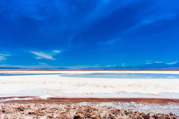 阿塔卡马沙漠，盐湖，智利的景观。文本的复制空间. — 图库照片