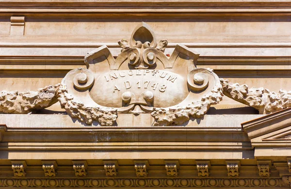 Bas-relief on the facade of the building, Santiago, Chile. With selective focus.