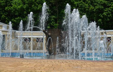 Zheleznovodsk Parkı 'nda güneşli bir günde çeşme