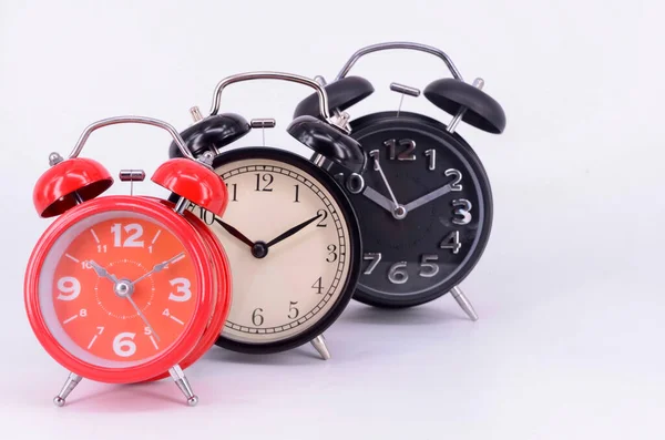 Alarm Clock Isolated White Background Selective Focus — Stock Photo, Image