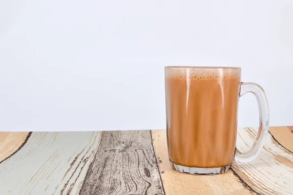 Teh Tarik Chá Puxado Famoso Chá Leite Doce Malásia Bolha — Fotografia de Stock