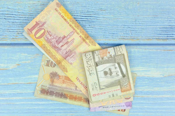 Σαουδική Αραβία Χρήματα Ξύλινο Φόντο — Φωτογραφία Αρχείου