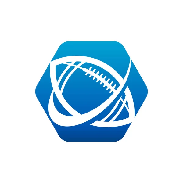 スウッシュ デザインとアメリカン フットボール ロゴ六角形のアイコン — ストックベクタ