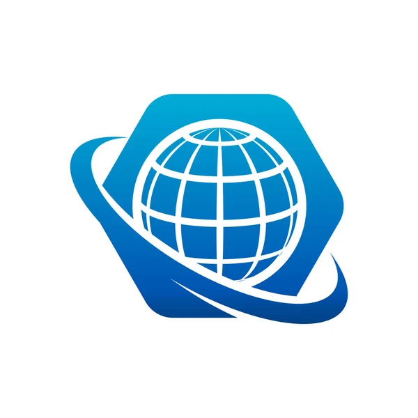 Świecie Glob Ikona Logo Swoosh — Wektor stockowy