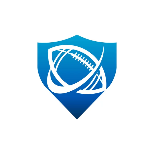 Amerikan Futbolu Kalkan Logo Simge Swoosh — Stok Vektör