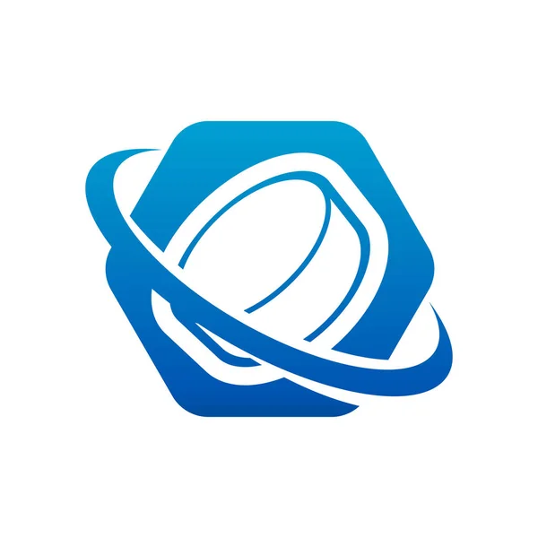 Ijshockey Puck Logo Pictogram Swoosh — Stockvector